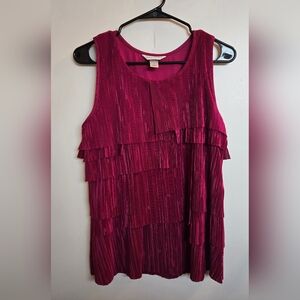 Christopher & Banks Sleeveless Ruffled Pleated Tank - Deep Berry